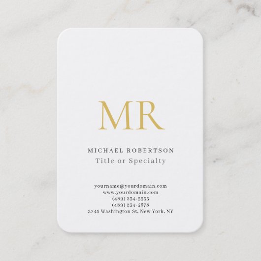 Professional Classical Monogram Minimalist Plain Visitekaartje (Voorkant)