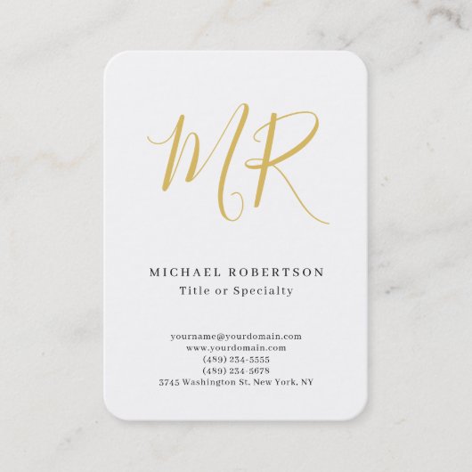 Professional Classical Monogram Minimalist Plain Visitekaartje (Voorkant)