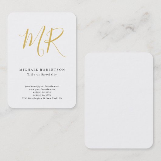 Professional Classical Monogram Minimalist Plain Visitekaartje (Voorkant / Achterkant)
