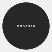 Professional classical plain name custom black ronde sticker (Voorkant)