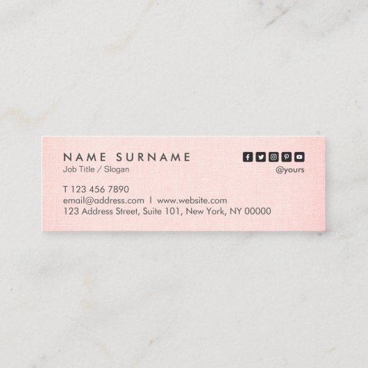 Professional Clean Layout Blush Linen minimalist Mini Visitekaartje (Achterkant)