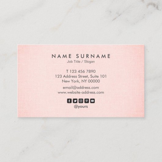 Professional Clean Layout Blush Linen minimalist Visitekaartje (Achterkant)