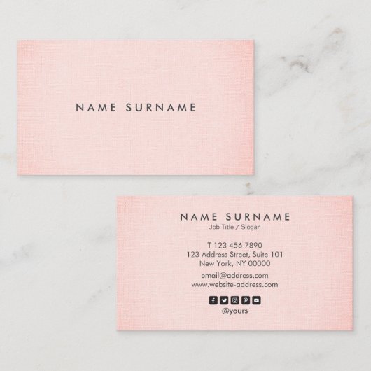 Professional Clean Layout Blush Linen minimalist Visitekaartje (Voorkant / Achterkant)