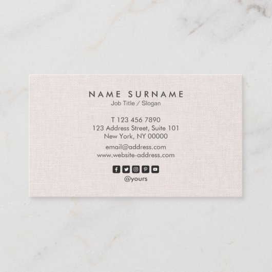 Professional Clean Layout Linen Benoeming Visitekaartje (Achterkant)