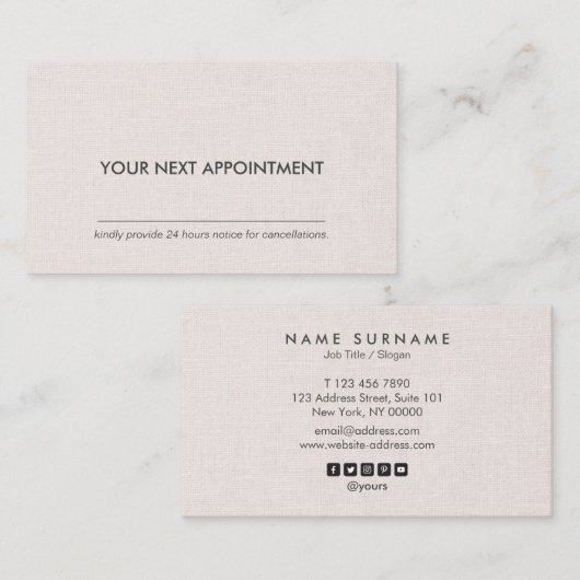 Professional Clean Layout Linen Benoeming Visitekaartje (Voorkant / Achterkant)