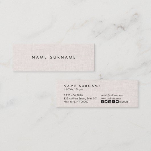 Professional Clean Layout Linen Mini-Visitekaartje Mini Visitekaartje (Voorkant / Achterkant)