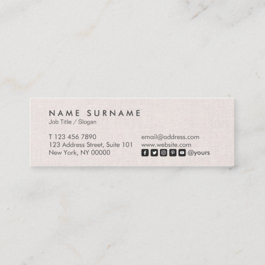 Professional Clean Layout Linen Mini-Visitekaartje Mini Visitekaartje (Achterkant)