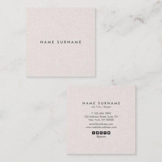 Professional Clean Linen Square Visitekaartje (Voorkant / Achterkant)