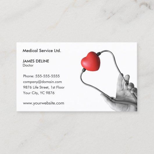 Professional Clean Medical Doctor Business Card Visitekaartje (Voorkant)
