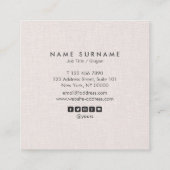 Professional Clean Minimalist Linen-benoeming Vierkante Visitekaartje (Achterkant)