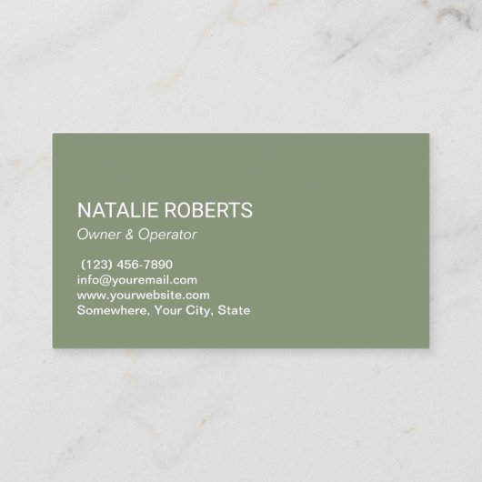 Professional Cleaning Maid Service Sage Green Visitekaartje (Achterkant)