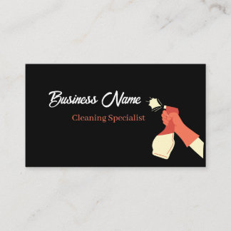 Professional Cleaning Service Black Business Card Visitekaartje