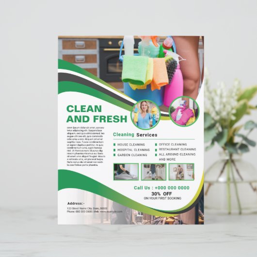Professional Cleaning Service Flyer Template (Staand voorkant)
