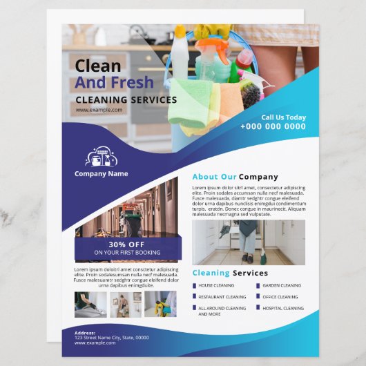 Professional Cleaning Service Flyer Template (Voorkant / Achterkant)