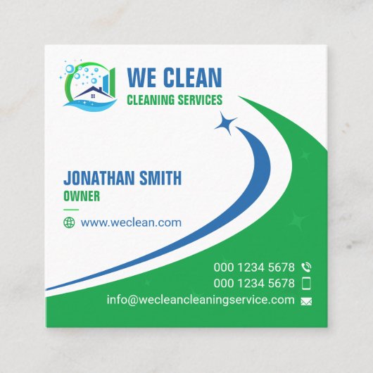 Professional Cleaning Service, Gardening, Disposal Vierkante Visitekaartje (Voorkant)