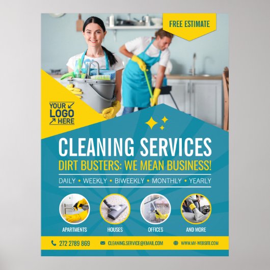 Professional Cleaning Service Poster (Voorkant)