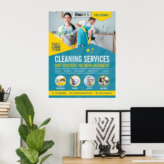 Professional Cleaning Service Poster (Thuiskantoor)