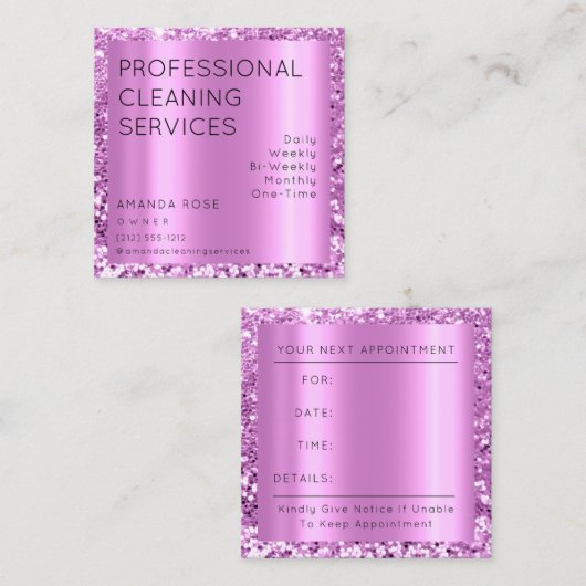 Professional Cleaning Service Residence Pink Purpl Afsprakenkaartje (Voorkant / Achterkant)
