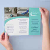 Professional cleaning services leaflet aqua blue flyer (Hand)