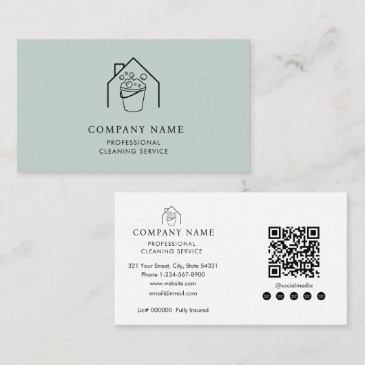 Professional Cleaning Services Logo Modern Teal Visitekaartje (Voorkant / Achterkant)