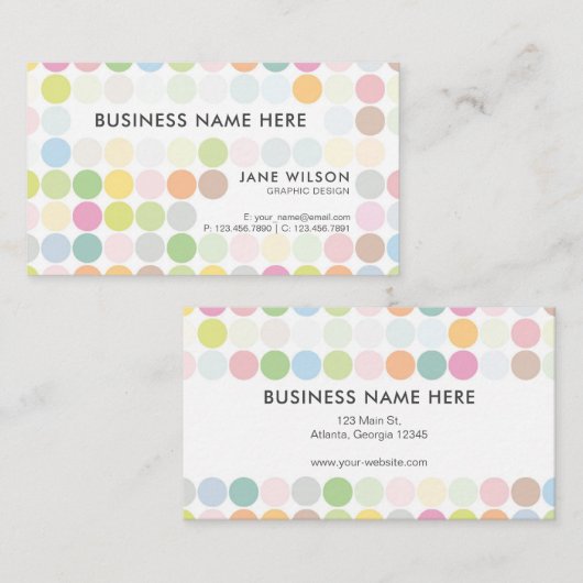 Professional Colorful Pastel Polka Visitekaartje (Voorkant / Achterkant)