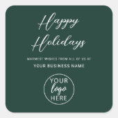 Professional Company Logo Happy Holidays Christmas Vierkante Sticker (Voorkant)