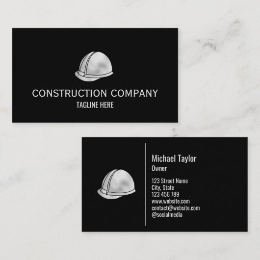 Professional Construction Contractor Builder Metal Visitekaartje (Voorkant / Achterkant)