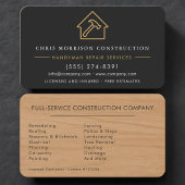 Professional Construction Worker Black Gold Visitekaartje