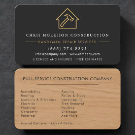 Professional Construction Worker Black Gold Visitekaartje