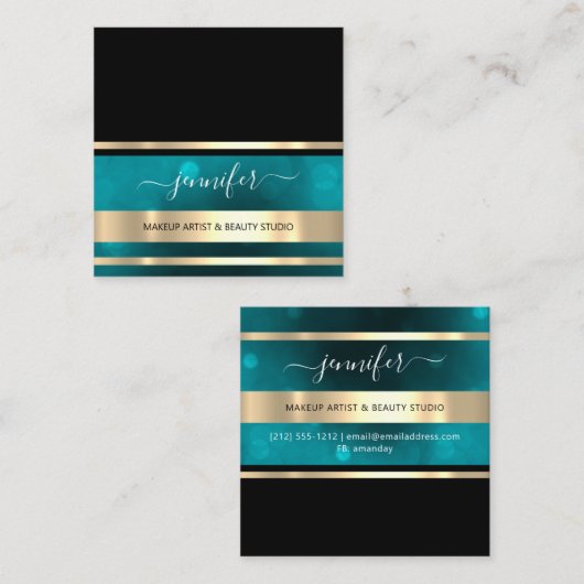 Professional Consulting Hairdresser Gold Black Vierkante Visitekaartje (Voorkant / Achterkant)