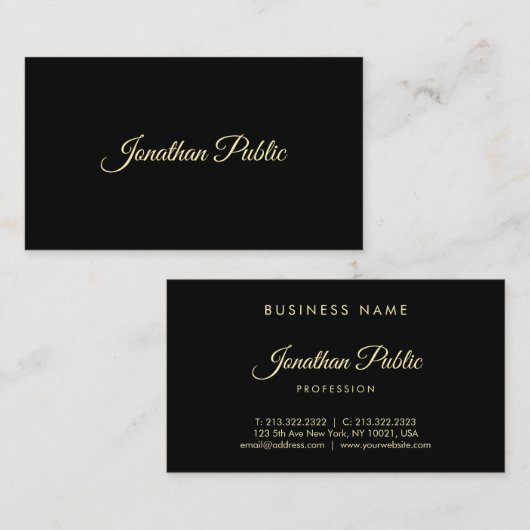 Professional Creative Gold Hand Script Text Font Visitekaartje (Voorkant / Achterkant)
