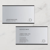 Professional Creative Modern Monogram Silver Cool Visitekaartje (Voorkant / Achterkant)