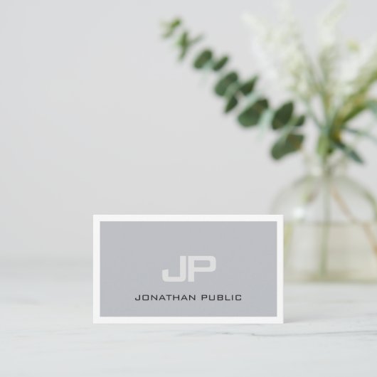 Professional Creative Monogram Chic Plain Trendy Visitekaartje (Staand voorkant)