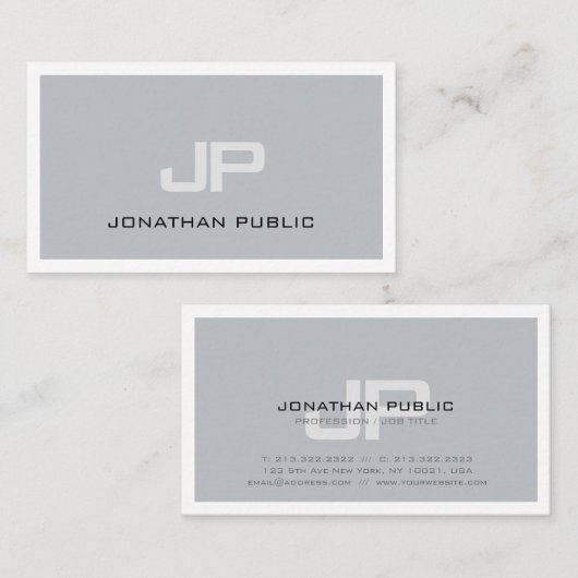 Professional Creative Monogram Chic Plain Trendy Visitekaartje (Voorkant / Achterkant)