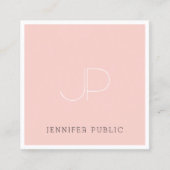 Professional Creative Monogram Modern Blush Pink Vierkante Visitekaartje (Voorkant)