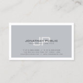 Professional Creative Monogram Modern Gray Plain Visitekaartje (Achterkant)