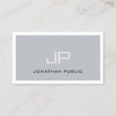 Professional Creative Monogram Modern Gray Plain Visitekaartje (Voorkant)
