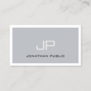 Professional Creative Monogram Modern Gray Plain Visitekaartje