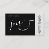 Professional Curvature Black White Script Monogram Visitekaartje (Voorkant)