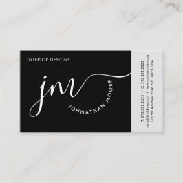 Professional Curvature Black White Script Monogram Visitekaartje