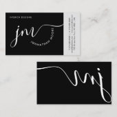 Professional Curvature Black White Script Monogram Visitekaartje (Voorkant / Achterkant)