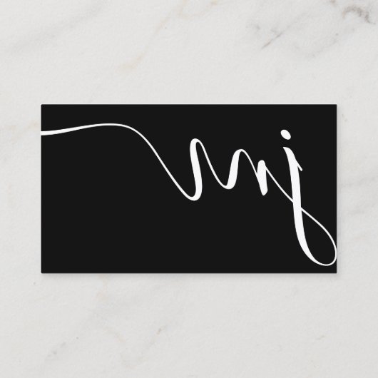 Professional Curvature Black White Script Monogram Visitekaartje (Achterkant)