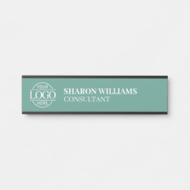 Professional Custom Business Logo Job Title Teal Deurbordje