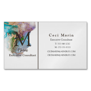 Professional Custom Monogram Marble Business Magnetisch Visitekaartje