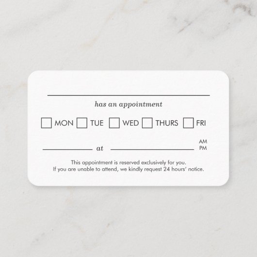 Professional Dental Appointment Reminder Visitekaartje (Achterkant)