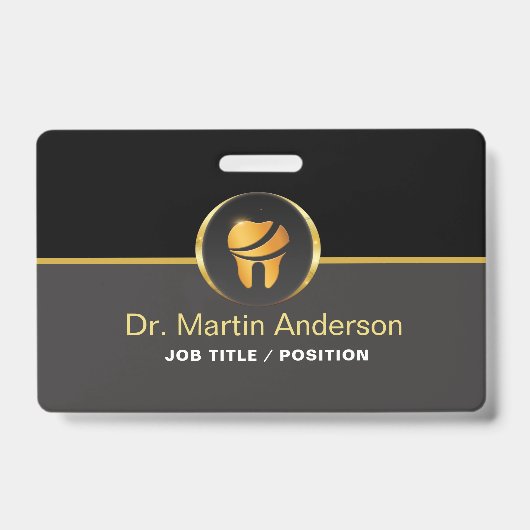  Professional Dental Clinic Gold Tooth Logo Badge (Voorkant)