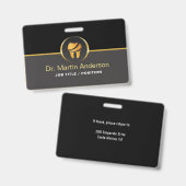  Professional Dental Clinic Gold Tooth Logo Badge (Voor- en achterkant)