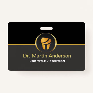 Professional Dental Clinic Gold Tooth Logo Badge