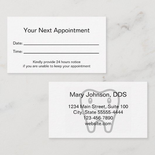 Professional Dentist Office Next Appointment Card Afsprakenkaartje (Voorkant / Achterkant)