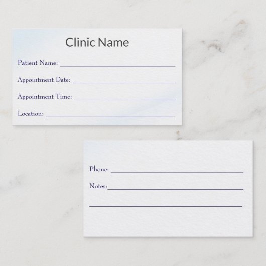 Professional Doctor Appointment Reminder Card Afsprakenkaartje (Voorkant / Achterkant)